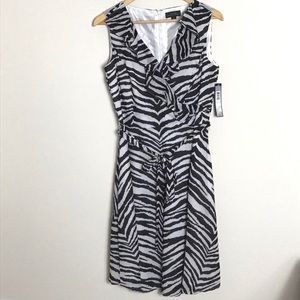 Tahari zebra ruffle dress